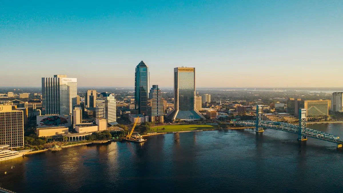 Downtown Jacksonville and the St. Johns River at sunset